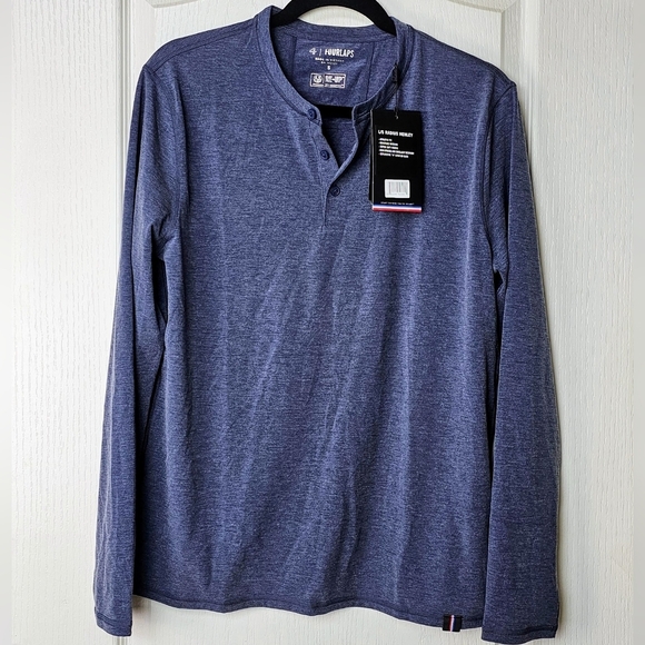 FOURLAPS Men's Radius Henley Shirt in Navy Heather, SMALL - Picture 3 of 9